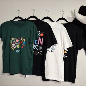 SHEIN Graphic Tees - Green, Black, White Bundle